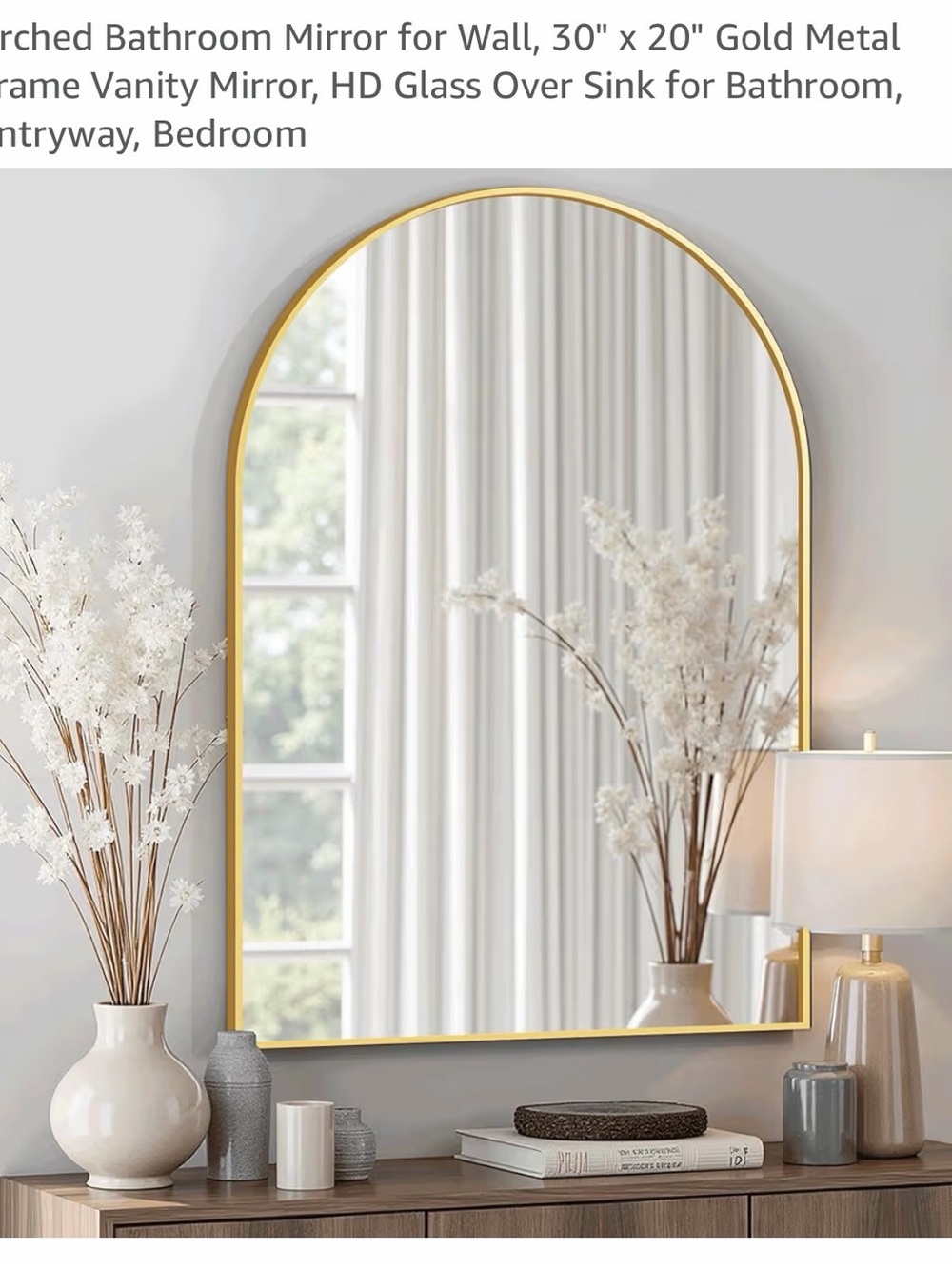 Gold Arched Wall Mirror - Elegant Home Wall Decor